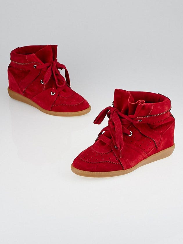 Isabel Marant Red Suede Bobby Sneaker Wedges Size 8.5/39