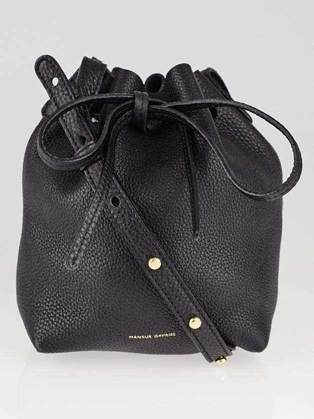 Mansur Gavriel Black Tumbled Leather Mini Mini Bucket Bag