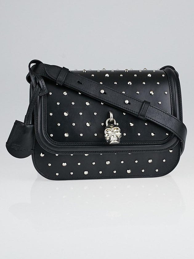 Alexander McQueen Black Studded Leather Padlock Crossbody Bag