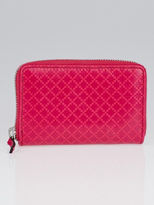 Gucci Pink Diamante Leather Zip Around Card Case Wallet