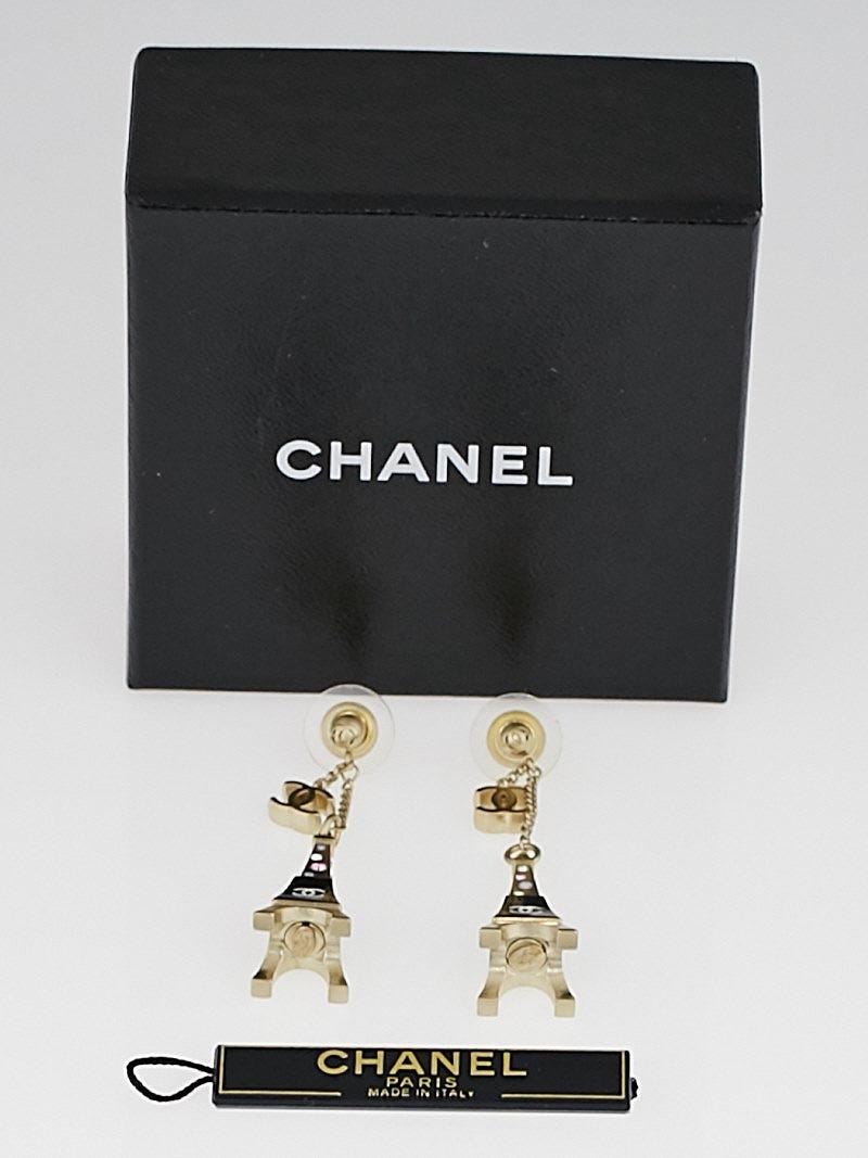 海外ファッションブランド通販サイト【公式】 Chanel Eiffel Earrings Drop Crystals with Goldtone Tower ブーツ