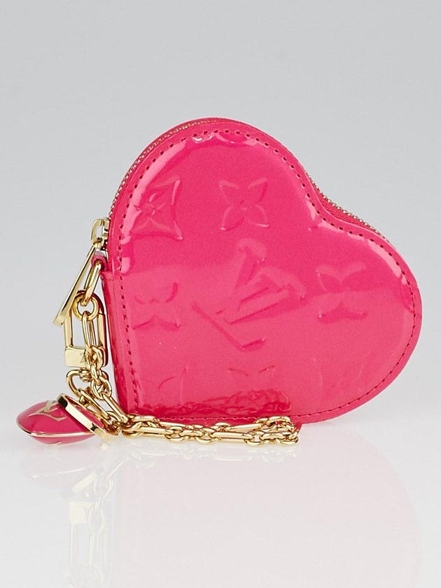 Louis Vuitton Rose Pop Monogram Vernis Heart Coin-Purse