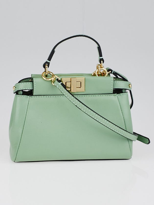 Fendi Green Nappa Leather Micro Peekaboo Bag - 8M0355