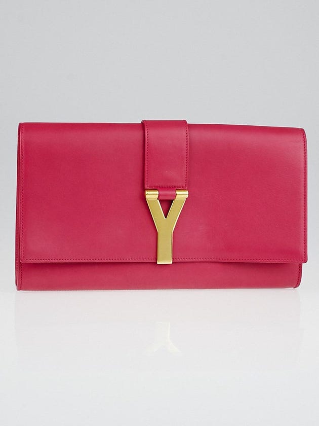 Yves Saint Laurent Pink Smooth Calfskin Leather Ligne Y Clutch Bag