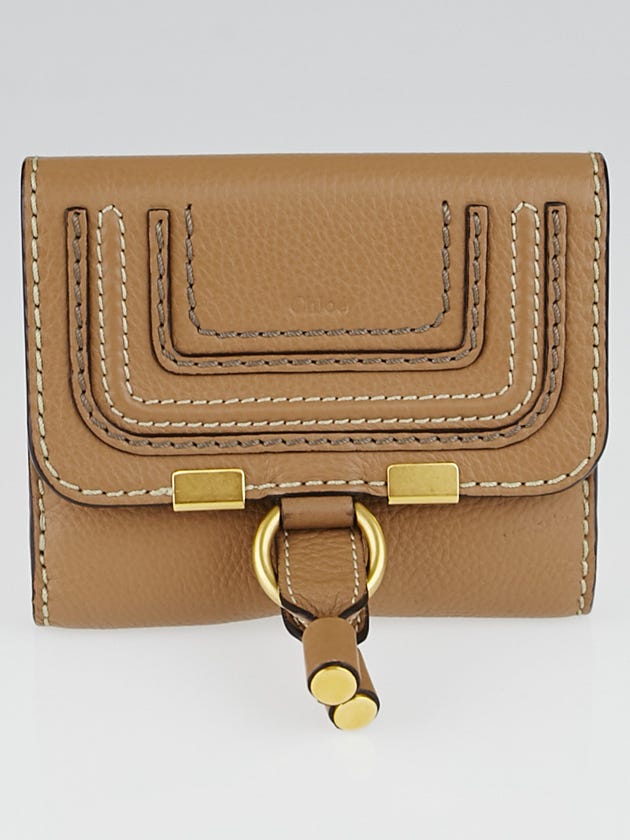 Chloe Nut Pebbled Leather Marcie Compact Wallet