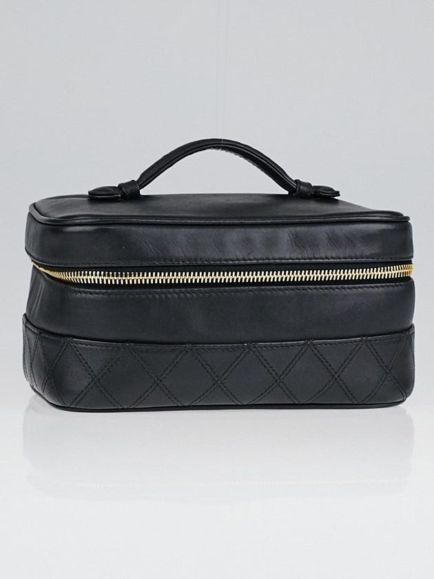 Chanel Black Leather Travel Cosmetic Case Bag