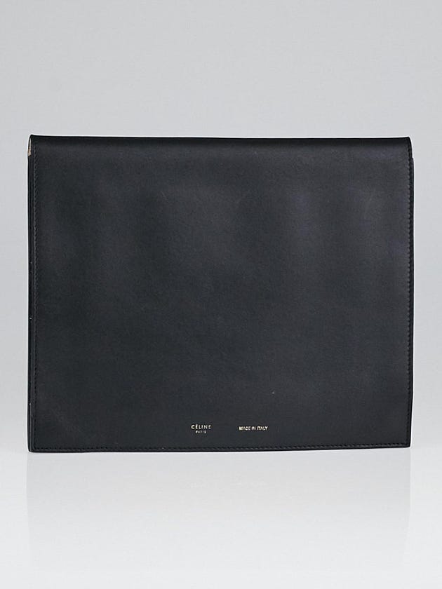 Celine Black Smooth Calfskin iPad Folio Clutch Bag