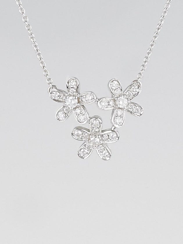 Van Cleef & Arpels 18k White Gold and Diamonds Socrate Three Flower Pendant