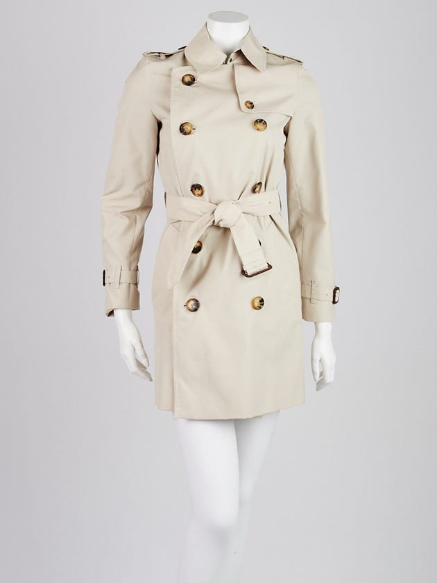 Burberry Stone Polyester Blend Harbourne Trench Coat Size 2