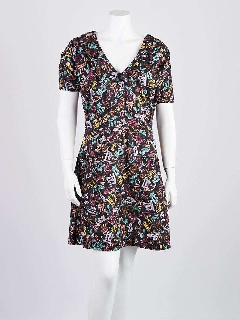 Miu Miu Multicolor Cotton Music Note Dress Size 4/38