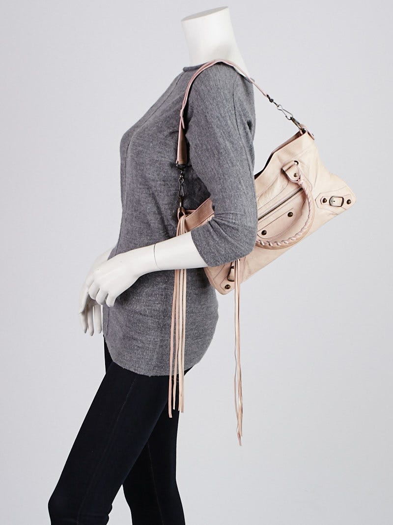 Balenciaga Pale Rose Lambskin Leather Motorcycle First Bag