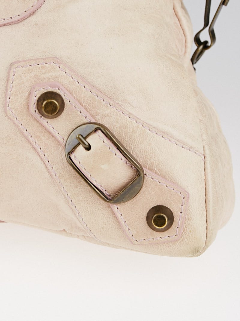 BALENCIAGA THE FIRSTアイボリー 9507 Y Balenciaga Pale Rose Lambskin Leather Motorcycle First Bag