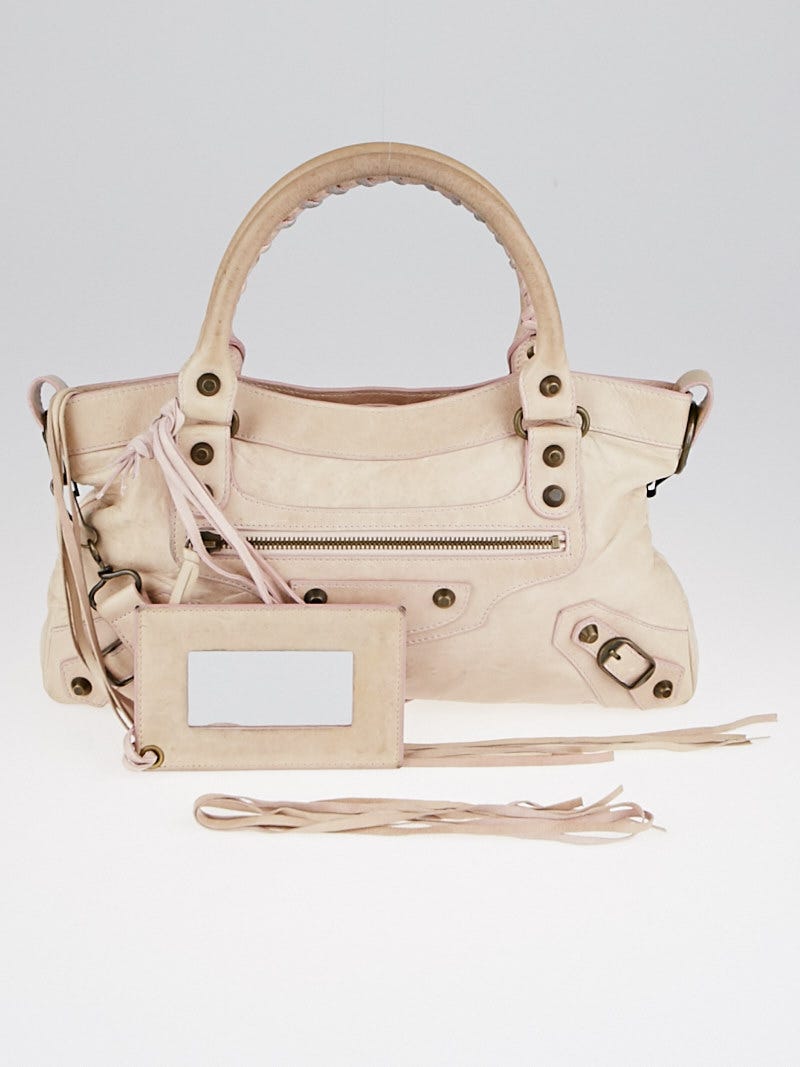 Balenciaga Pale Rose Lambskin Leather Motorcycle First Bag