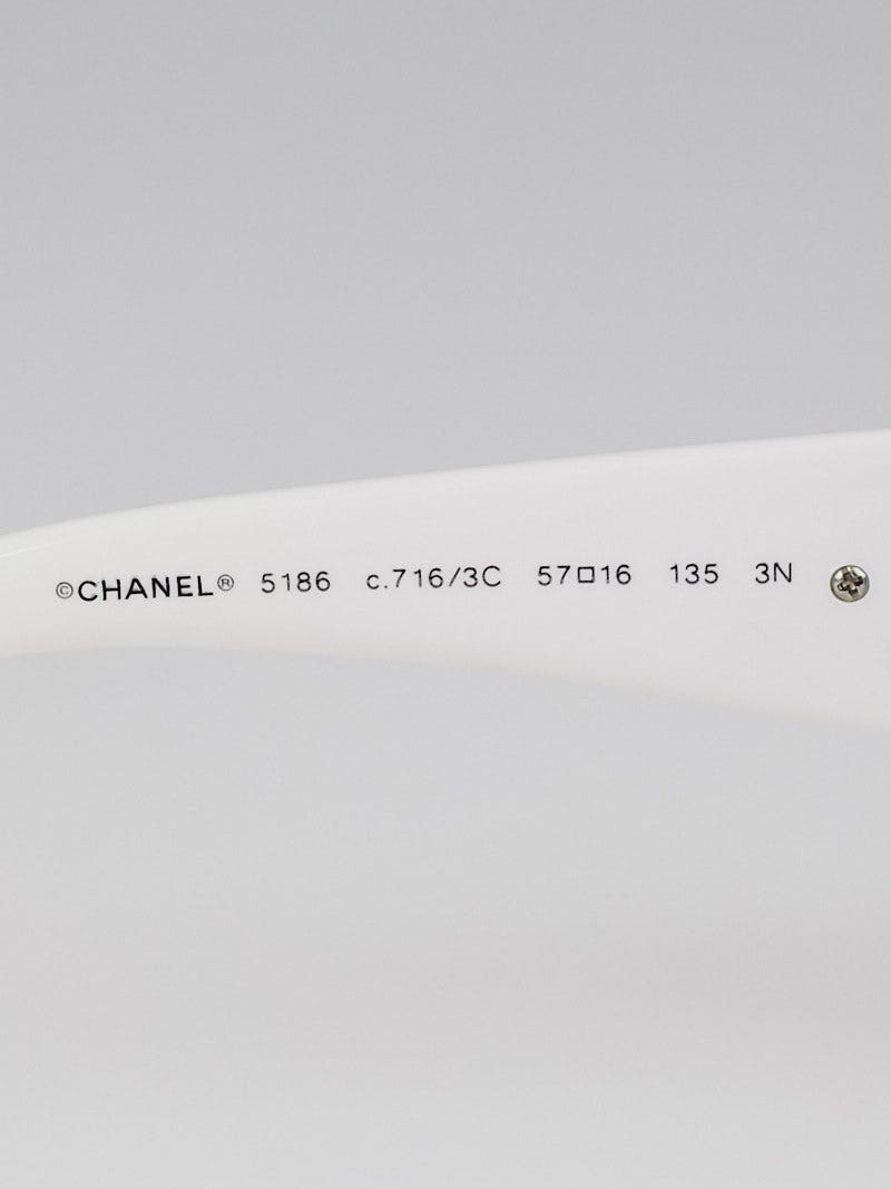 Chanel White Frame Camellia Sunglasses-5186 | Yoogi's Closet