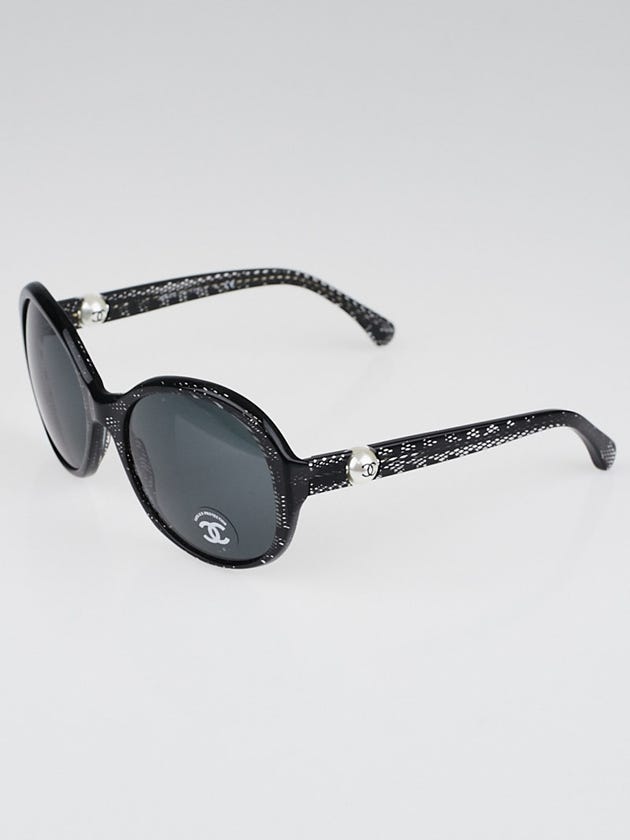 Chanel Black Glitter Acetate Frame Pearl CC Sunglasses-5211-H