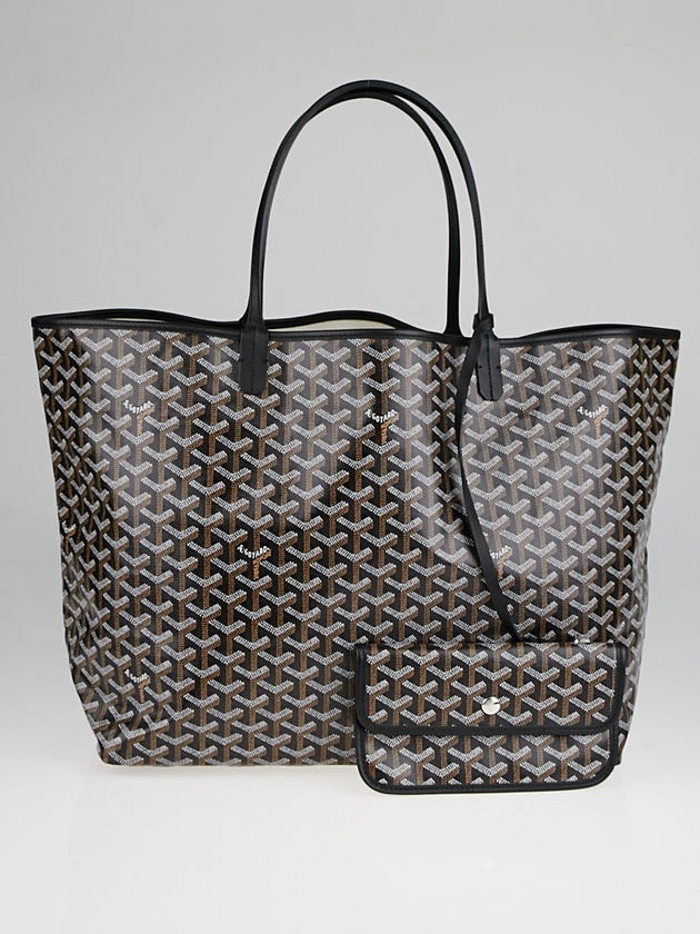 Goyard Black Chevron Print Coated Canvas St. Louis GM Bag