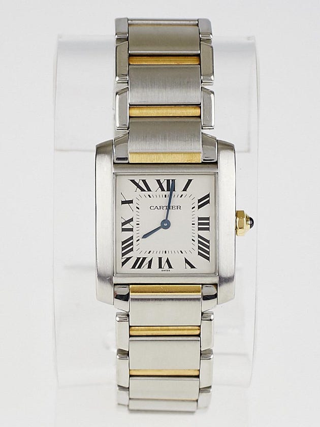 Cartier  Stainless Steel and 18k Yellow Gold Tank Francaise Medium Swiss Quartz Watch W51006Q403