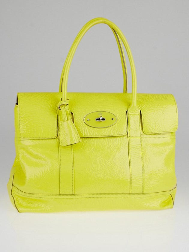 Mulberry Lemon Sherbet Crinkled Patent Leather Holiday Bayswater Bag