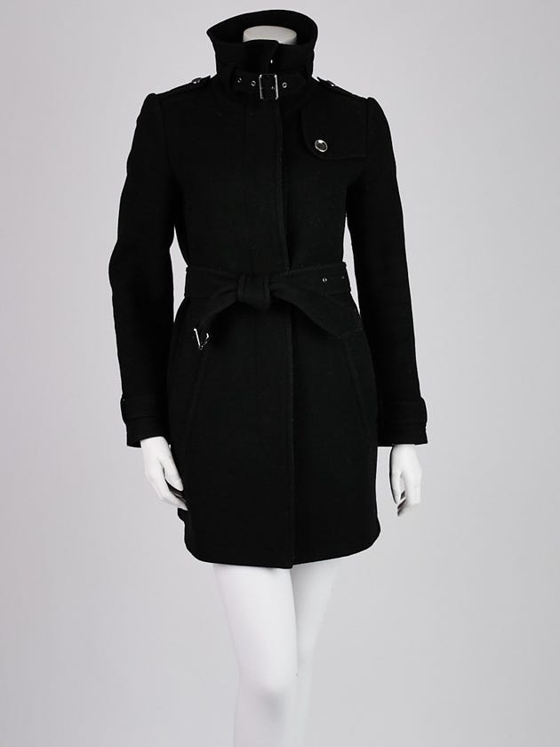 Burberry Brit Black Wool Blend Rushworth Coat Size 4