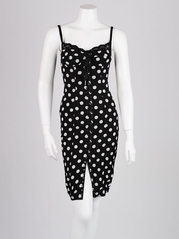 Dolce & Gabbana Black Polka Dot Silk Blend Corset Dress Size 4/38 | Yoogi's Closet Dolce & Gabbana Black Polka Dot Silk Blend Corset Dress Size 4/38 | Yoogi's Closet
