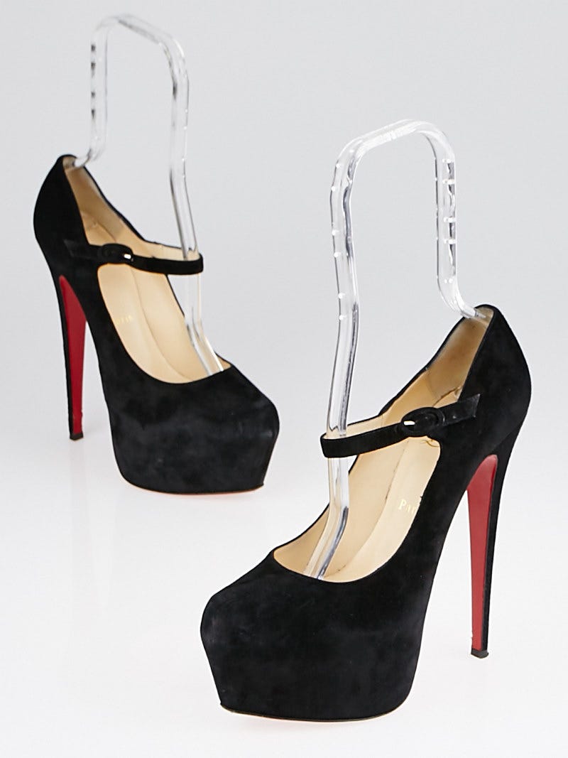 Christian Louboutin Black Suede Lady Daf 160 Mary Jane Platform