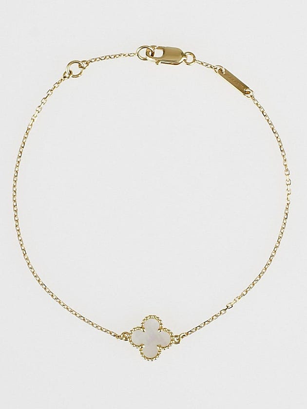 Van Cleef & Arpels Mother-of-Pearl and 18k Yellow Gold Sweet Alhambra Clover Mini Bracelet