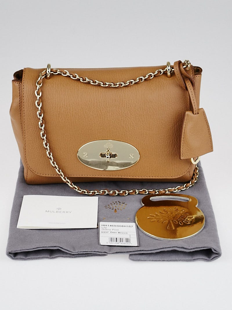 バッグ Lily Mulberry Deer Brown Grainy Leather Small Lily Bag | Yoogi's Closet