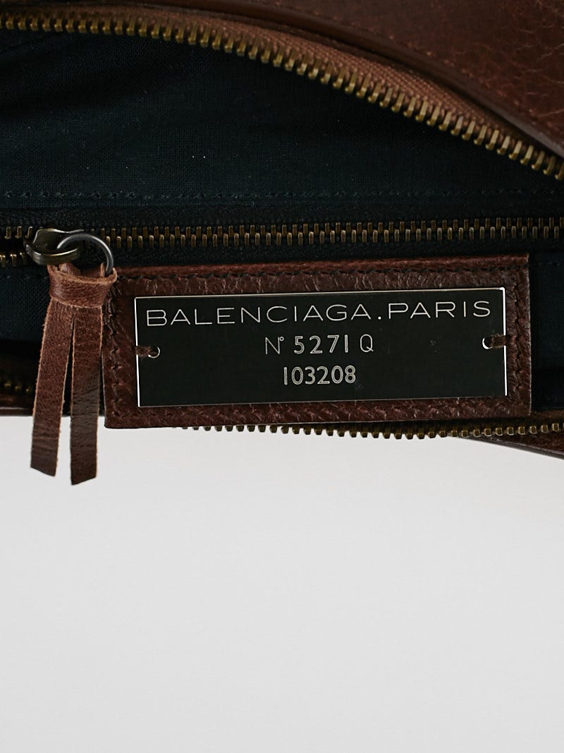Balenciaga Chataigne Lambskin Leather Motorcycle First Bag