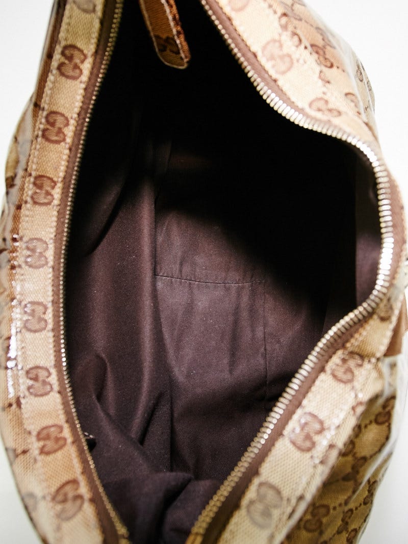 100％品質 Beige/Ebony Gucci GG Hobo Web Vintage Canvas Coated Crystal ストラップ