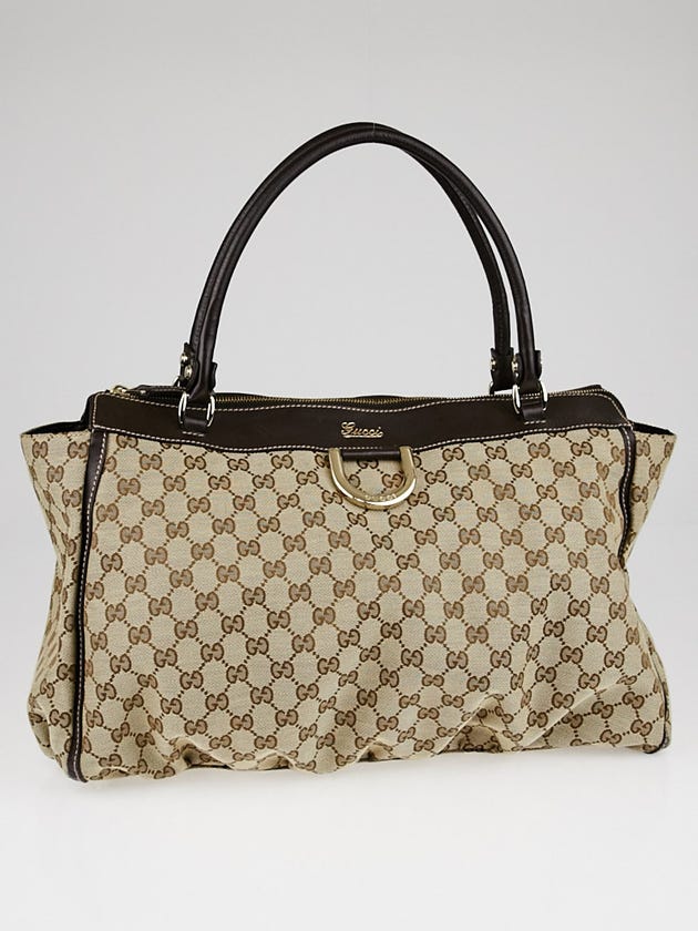 Gucci Beige/Ebony GG Canvas Gold D Ring Tote Bag
