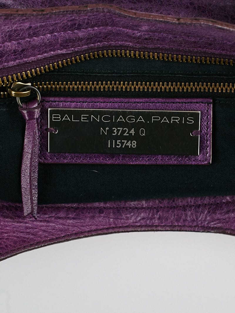 Balenciaga Raisin Lambskin Leather Motorcycle City Bag | Yoogi's