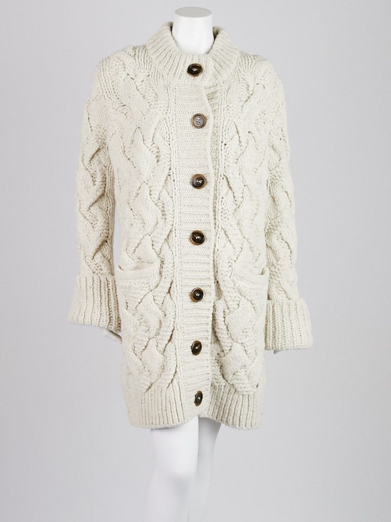 Burberry London Beige Wool Cable Knit Oversized Cardigan Size M | Yoogi's  Closet
