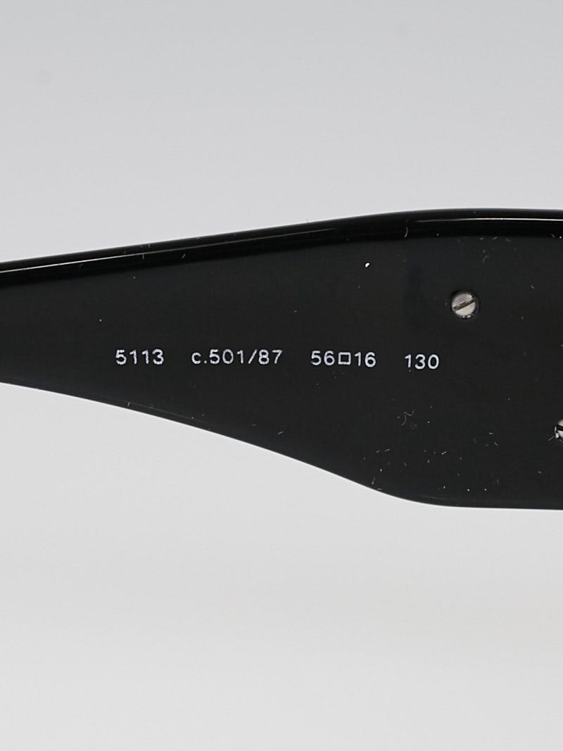Chanel Black Frame Camellia Flower Sunglasses-5113 | Yoogi's Closet