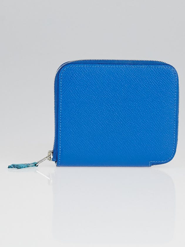 Hermes Blue de Galic Epsom Leather Compact Silk'in Wallet