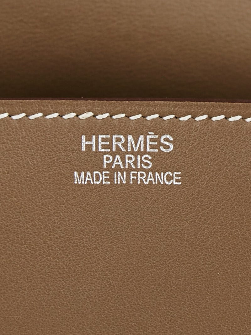 Hermes 35cm Etoupe Swift Leather Palladium Plated Kelly Flat Bag