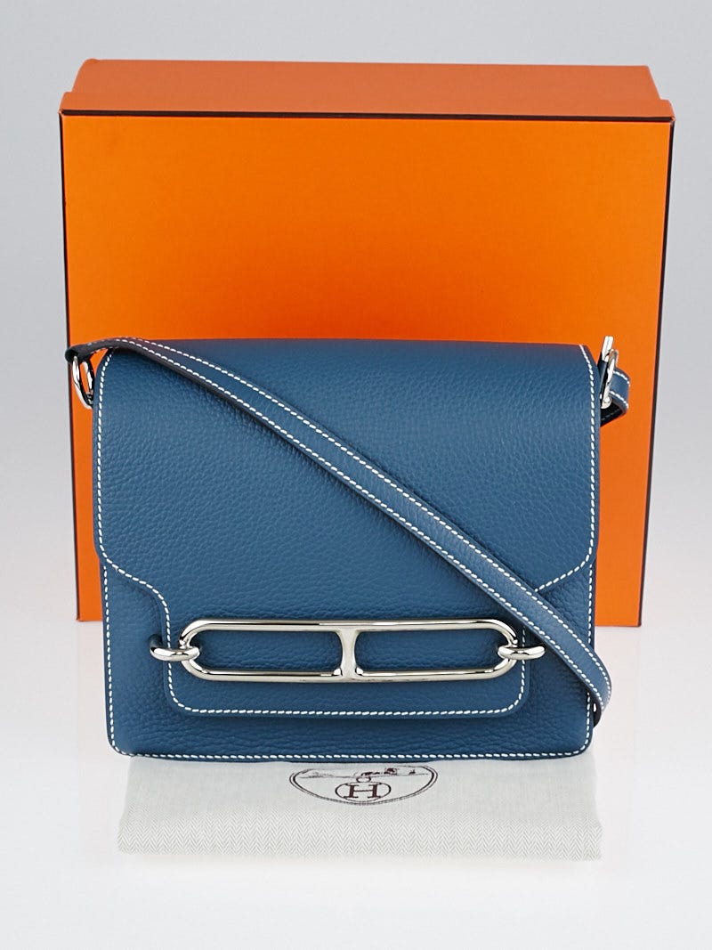 Hermes Blue Tempete Fjord Leather Roulis Bag | Yoogi's Closet