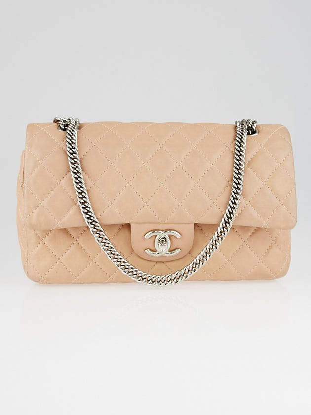 Chanel Light Pink Quilted Calfskin Leather Medium Double Flap Bag