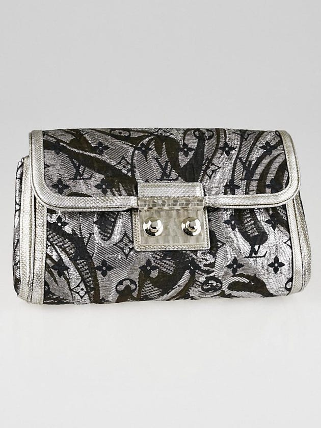 Louis Vuitton Silver Monogram Brocade Thalie Clutch Bag