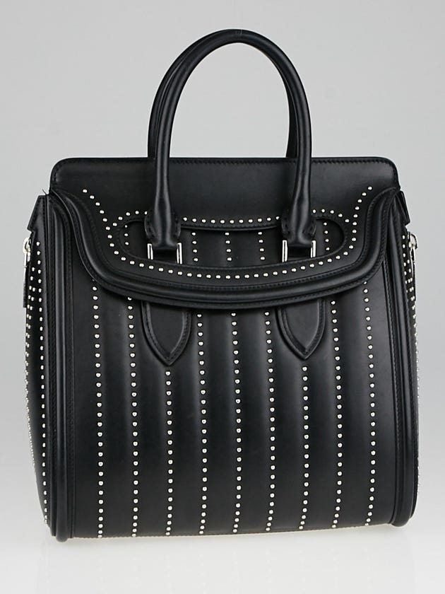 Alexander McQueen Black Padded Leather Studded Large Heroine Bag