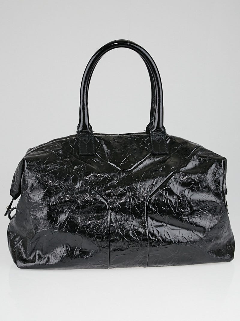 Yves Saint Laurent Black Embossed Patent Leather Large Easy