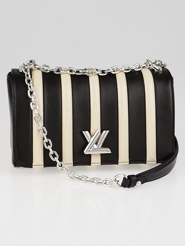 Louis Vuitton Black/Beige Lambskin and Patent Leather Rayures GO-14 Malletage PM Bag