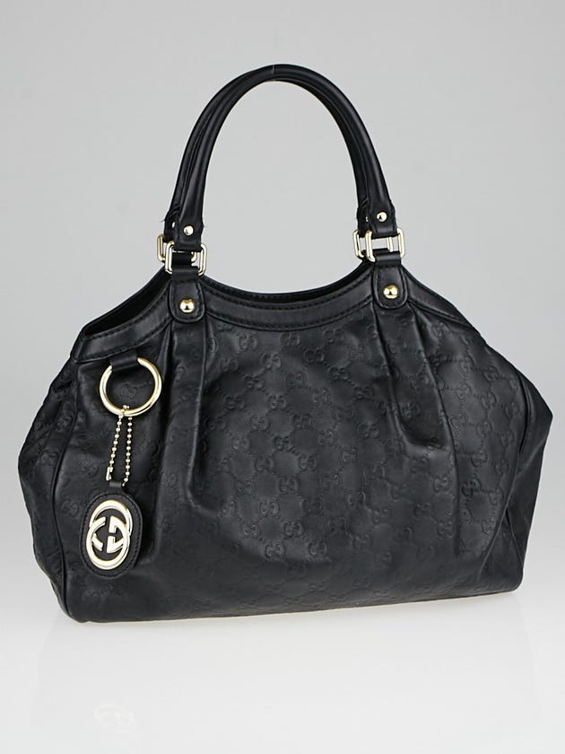 Gucci Black Guccissima Leather Medium Sukey Tote Bag