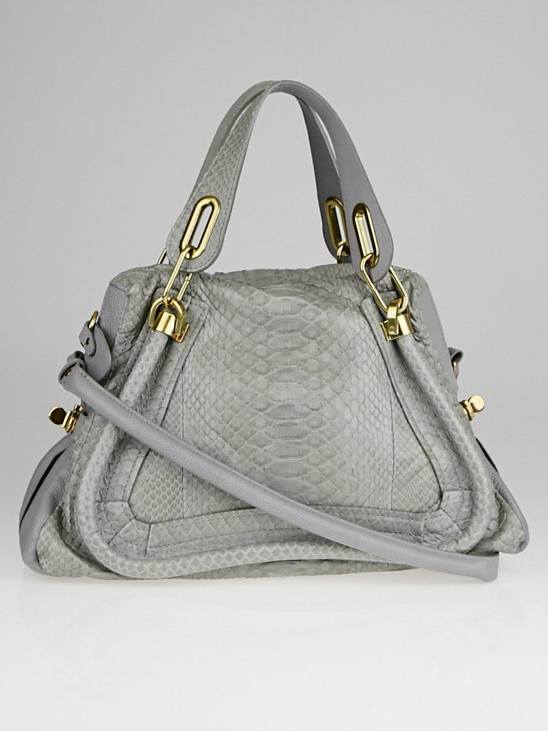 Chloe Grey Python and Leather Medium Paraty Bag Yoogi s Closet