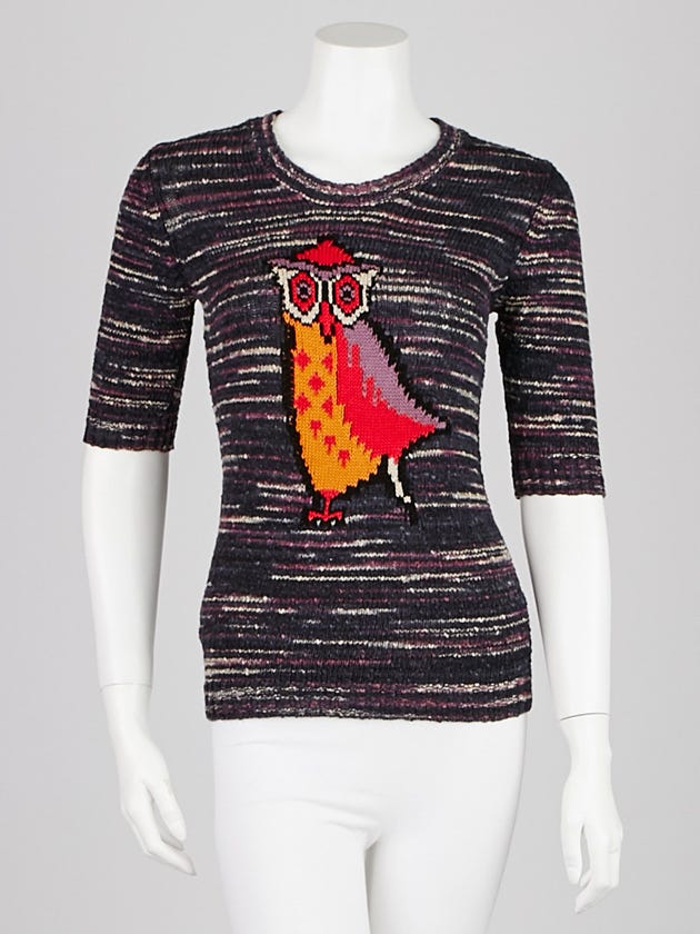 Isabel Marant Etoile Multicolor Cotton Blend Sao Owl Intarsia Sweater Size 4/38