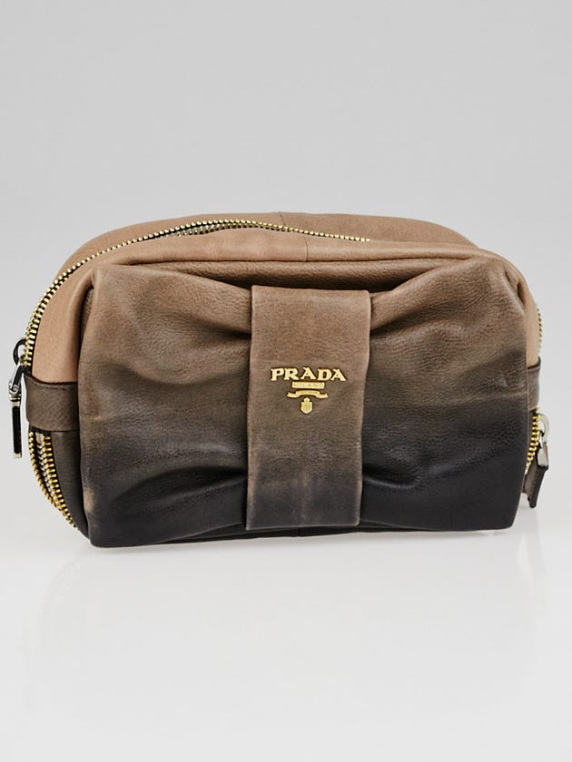 Prada Ardesia and Nude Degrade Glace Leather Bow Clutch Bag BP0156