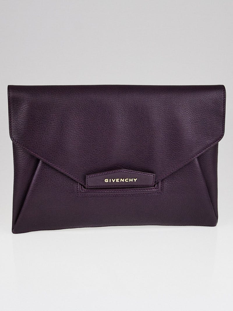 Givenchy Purple Sugar Goatskin Leather Medium Envelope Clutch Bag
