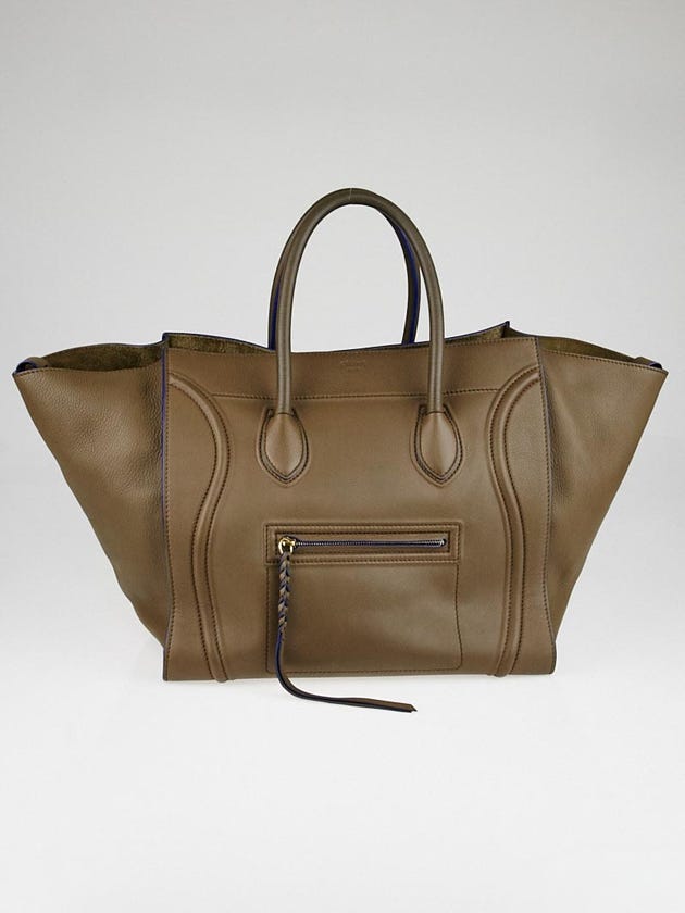 Celine Khaki Supple Calfskin Leather Large Phantom Luggage Tote Bag