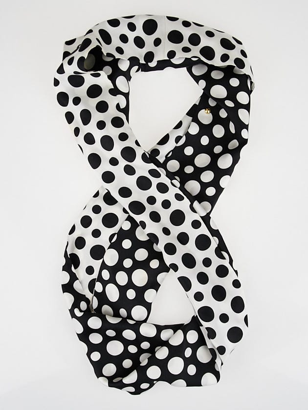 Louis Vuitton Limited Edition Black and White Yayoi Kusama Monogram Dots Infinity Silk Scarf
