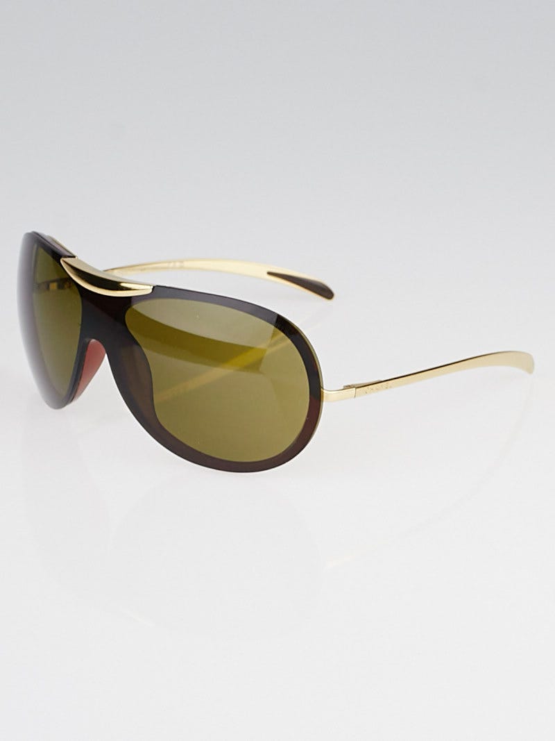 Chanel Gold/Brown Frame Brown Tint Aviator Sunglasses-6006