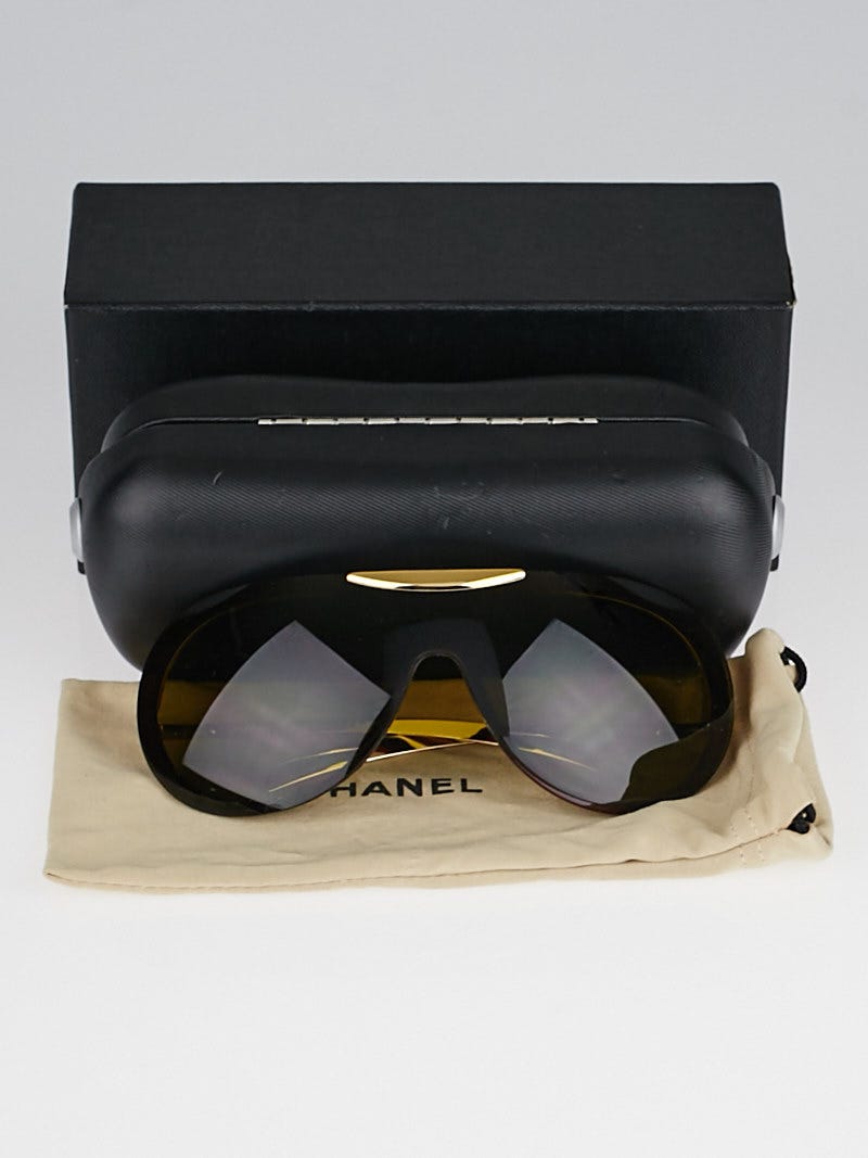 Chanel Gold/Brown Frame Brown Tint Aviator Sunglasses-6006  display picture 1